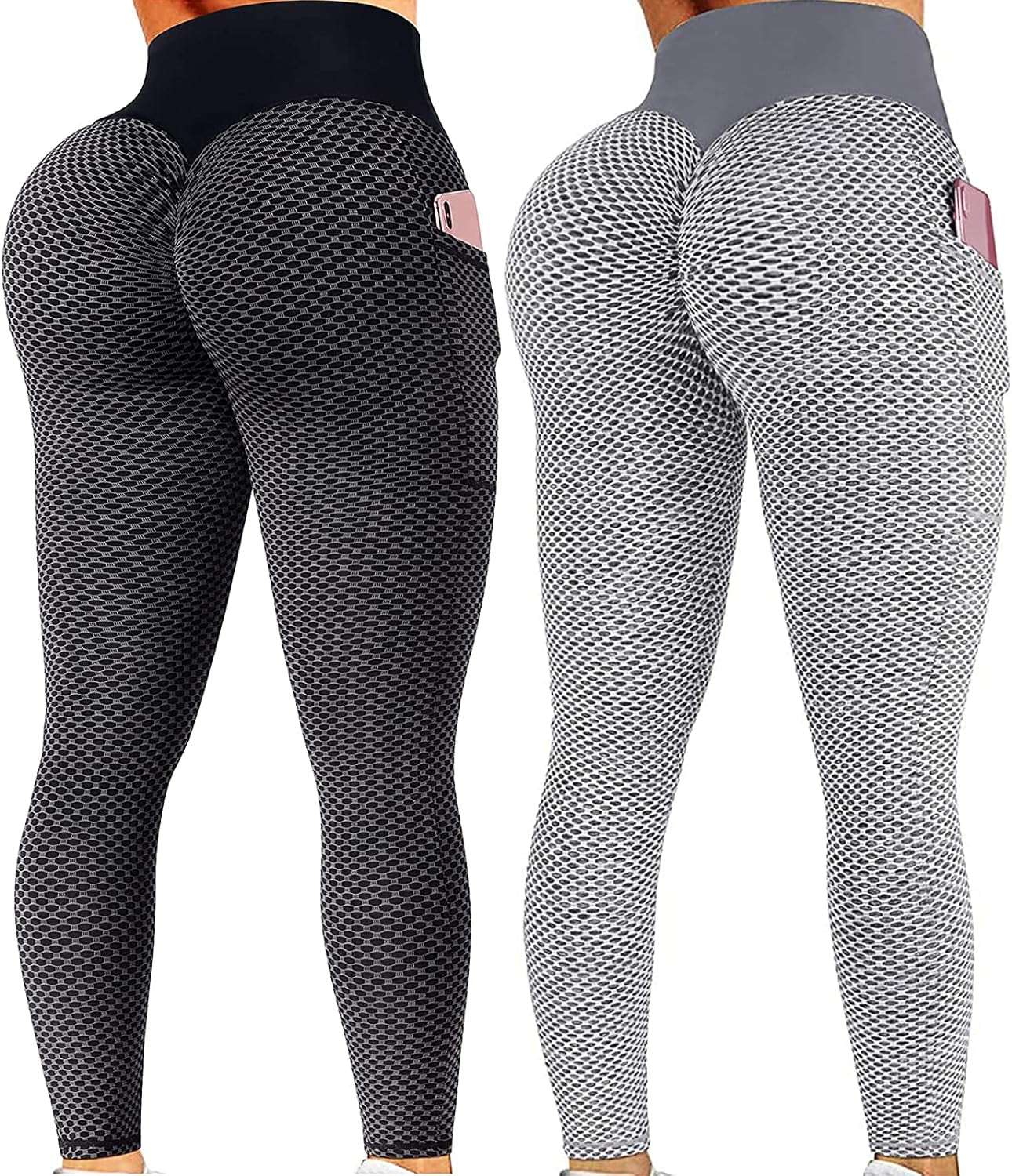 Leggings for Women 2 Pack, High Waist Booty Lift Workout Leggings for Women