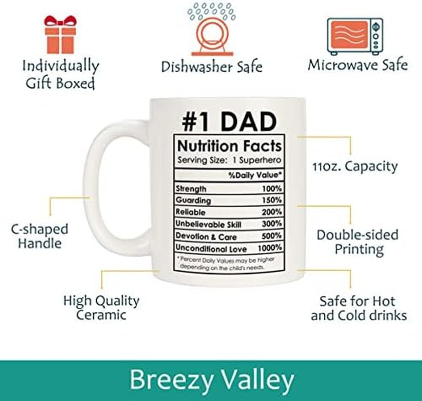 Dad Mug - Fathers Day Gift for Dad Coffee Mug from Daughter Son - Best Dad Gifts, 1 Dad Nutrition Facts Mug - Happy Dad Birthday Gifts from Daughter Son