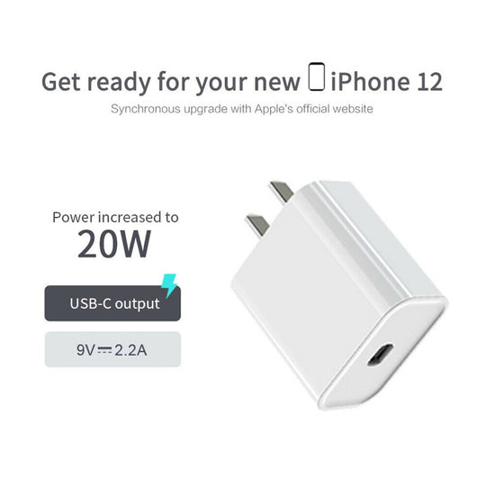 20W USB-C To Lightning  Power Adapter - iPhone,Ipad, AirPods Charger with Fast Charging Cable