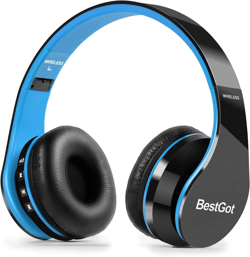 Kids Bluetooth Headphones BT6002 Wireless Headphones for Kids Children Adults for School Foldable Headset for 18 Hours for Pc/Phone/Tablets/Tv (Black/Blue)