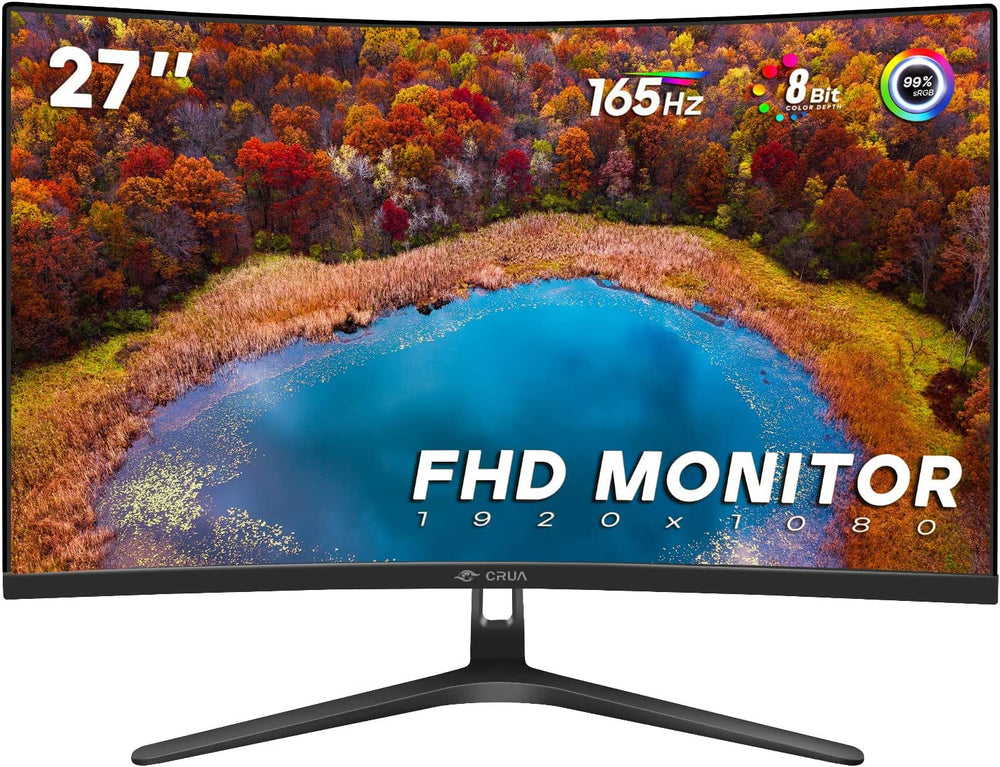 27" 144Hz/165Hz Curved Gaming Monitor, Full HD 1080P 1800R Frameless Computer Monitor, 1Ms GTG with Freesync, Low Motion Blur, Eye Care, VESA, Displayport, HDMI, Black