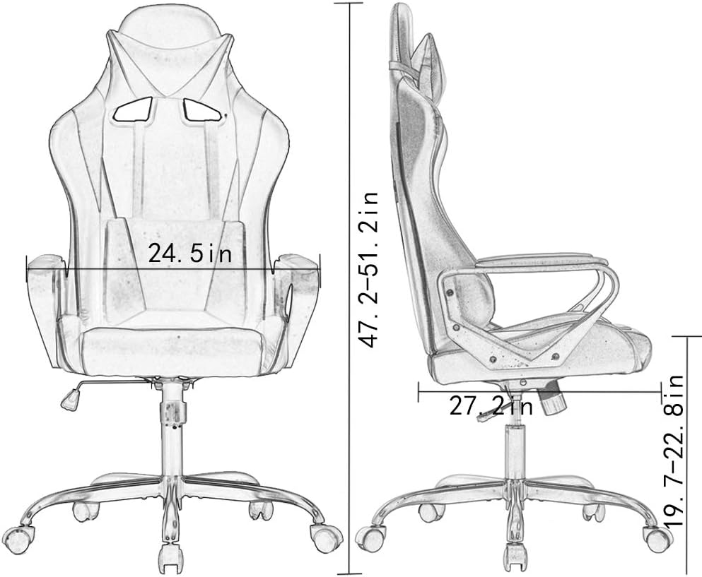 High-Back Gaming Chair PC Office Chair Computer Racing Chair PU Desk Task Chair Ergonomic Executive Swivel Rolling Chair with Lumbar Support for Back Pain Women, Men (White)