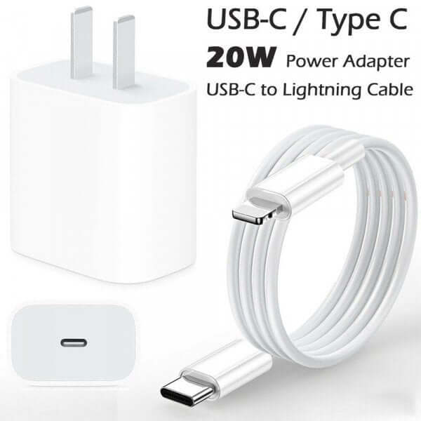 20W USB-C To Lightning  Power Adapter - iPhone,Ipad, AirPods Charger with Fast Charging Cable