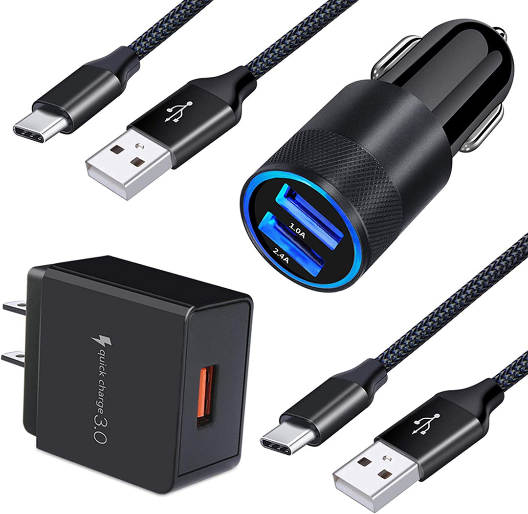 Car Charger Adapter+Quick Charge 3.0 Wall Charger Block Plug+6Ft USB Type C Fast Charging Cable for Samsung Galaxy S23 S22 S21 S20 Ultra FE plus 5G S10 Note20/10 Z Fold4/Flip4 A54 A34 A14 A03S A13 A20