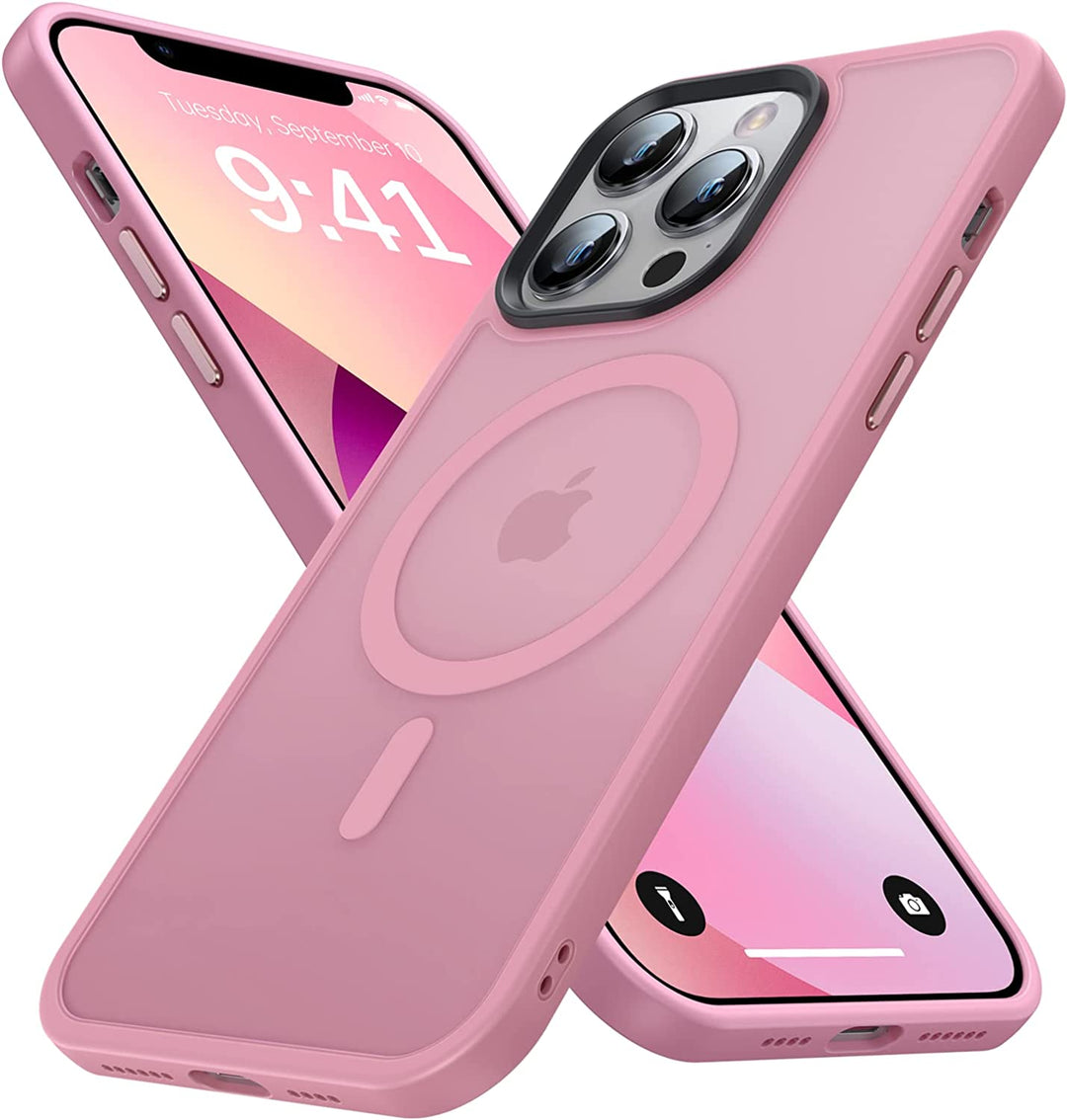 Strong Magnetic Designed for Iphone 13 Pro Max Case [Compatible with Magsafe][Military Grade Drop Protection] Protective Shockproof Translucent Matte Slim Phone Case for Iphone 13 Pro Max, Pink