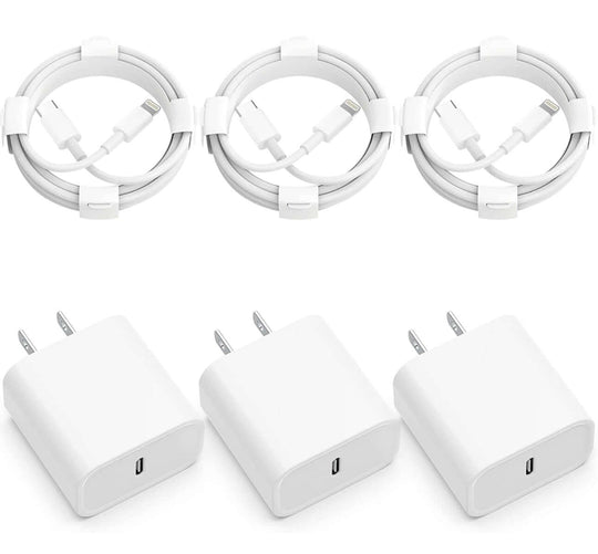 3-Pack iPhone 14 13 12 11 Fast Charger,【Apple MFi Certified】 20W PD USB C