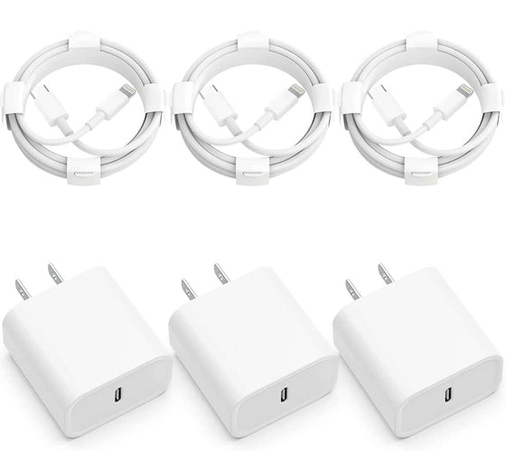 3-Pack iPhone 14 13 12 11 Fast Charger,【Apple MFi Certified】 20W PD USB C